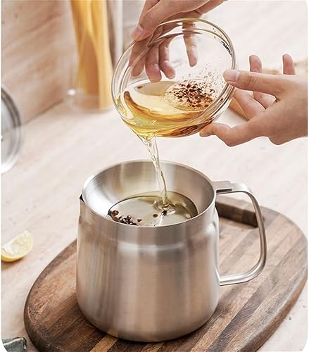 Pot de Filtre À Huile en Acier Inoxydable Avec Passoire for Cuisine, Pot D'huile de Cuisson Avec Filtre, Égouttoir de Ghee ou de Graisse de Bacon de Cuisine en Acier Inoxydable(12.5cmx18.5cmx14cm) - Nail Gallerys