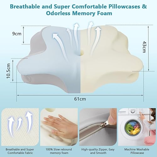 OSDUE Coussin Oreiller Ergonomique Cervical Confortable SOYA Oreiller Memoire Forme Oreiller Cervicales Douloureuses Soulagement, Convient au Dormeurs sur Cou, Côté, Dos et Ventre - Nail Gallerys