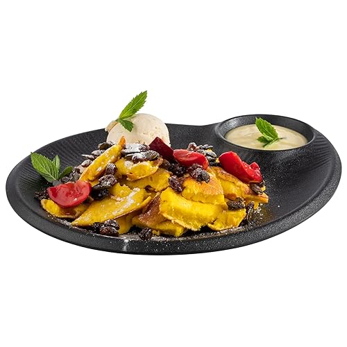 APS 85075 NERO Assiette en mélamine avec coupelles à sauce intégrées pour de nombreux plats 30 x 25 x 2,5 cm - Nail Gallerys