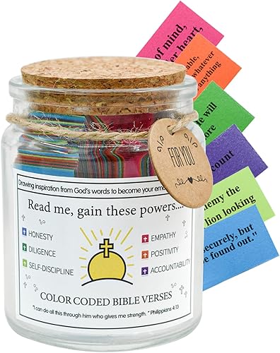 VANRA Bocal avec verset de la Bible avec 96 écritures à code couleur, cadeaux chrétiens inspirants pour femme, pot d'espoir « Read Me When, fournitures d'étude de la Bible », cadeaux de Noël de Pâques - Nail Gallerys