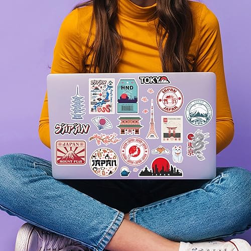 Feuille d'autocollants A4 en vinyle japonais – Monuments japonais ville plage drapeau carte vacances valises bagages scrapbooking culture voyage #78887 - Nail Gallerys