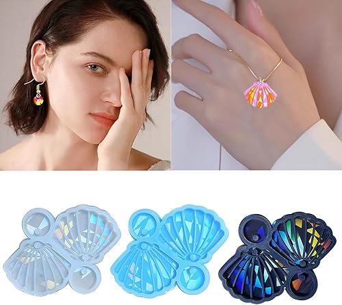 Moule en silicone en forme de coquillages pour boucles d'oreilles en résine époxy - Moule pour fabrication de bijoux - Nail Gallerys