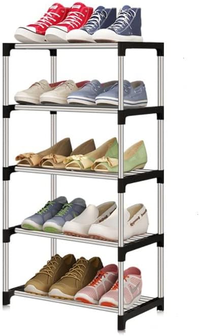 Kronmutou Armoire à chaussures multi-niveaux - Aucun outil nécessaire - Montage rapide - Noir et argenté - 43 cm - 4 animaux - Noir - Nail Gallerys