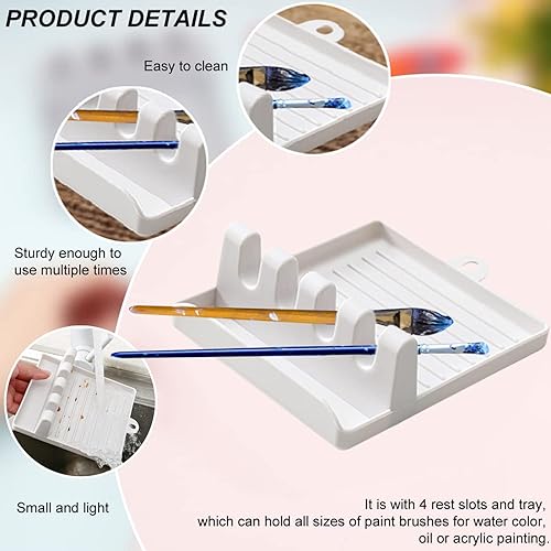 Gcroet Porte-Pinceau, Porte-Pinceau en Plastique de Peinture de Pinceau avec 4 Fentes Chinois Calligraphie Holder Brush Drying Rack Rack Organizer Display Stand 2 PCS - Nail Gallerys