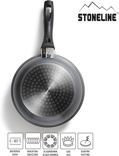 STONELINE Poêle à Frire XXL 32 cm, adaptée à l'Induction et au Four, Revêtement Antiadhésif avec de vraies particules de pierre, Cuire sans Huile ni Graisse - Nail Gallerys