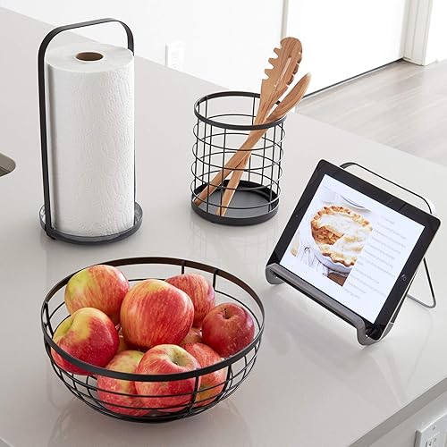 iDesign AUSTIN Corbeille de Fruits au Design Ouvert, Panier de Fruits Rond en Métal, Noir Mat - Nail Gallerys