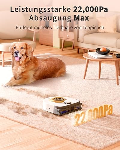 UBPET Aspirateur Robot 22000 Pa pour les Poils D'animaux sur les Tapis et Les Sols, Aspirateur Robot Cyclone, Robot Nettoyeur Automatique avec Navigation LiDAR, Contrôle WiFi/App, Auto-Chargement, V10 - Nail Gallerys