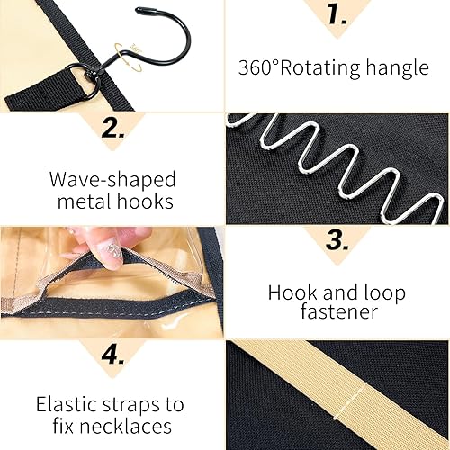 Oudizz Penderie penderie bijoux rangement rack - Collier boucles d'oreilles avec housse anti - poussière et crochet en métal pivotant rangement rack - bijoux rangement présentoir 1pc, grand, noir - Nail Gallerys