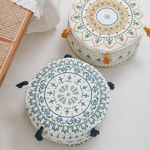 MOCOFO Housse de pouf ronde sans rembourrage - 45 x 20 cm - Motif géométrique scandinave - Lavable - Pour salon, décoration d'intérieur - Nail Gallerys