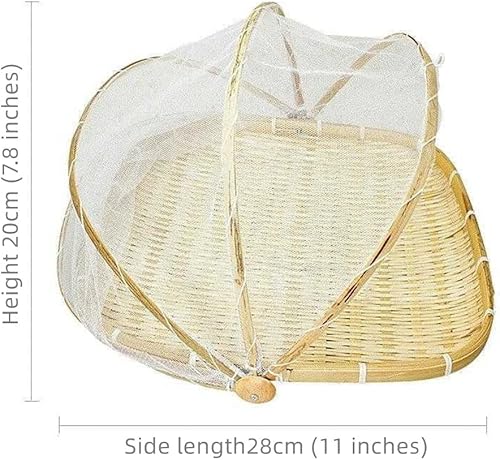 Xshelley Panier de tente carré en bambou avec couvercle, légumes, fruits, pain, panier de rangement (carré 28 cm) - Nail Gallerys