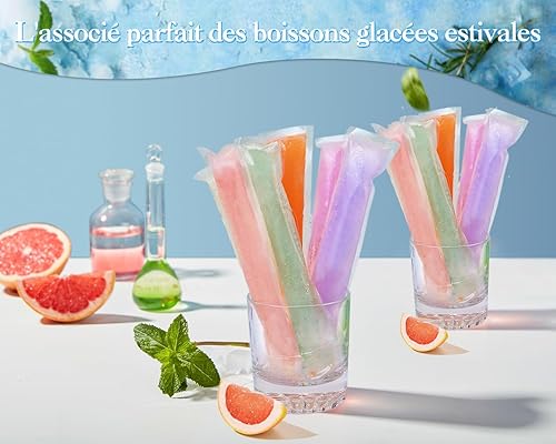 Moule Sacs Popsicle 120 PCS，Comprenant 90 PCS De（5,5 x 28 cm） et 30 PCS De（6 x 22 cm）, Sans Bpa,Avec Un Entonnoir Circulaire Inclus, Idéal Pour la Préparation De Yaourts, Fruits, Bonbons et Glaces. - Nail Gallerys