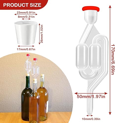 Tubes de Fermentation, 5 Pièces Barboteur Fermentation Airlock Bubbler+5 Bouchons en Silicone Perforés, Soupape Échappement de Fermentation pour Brassage de Bière Vin Cidre. - Nail Gallerys
