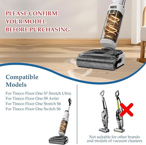 KiimSin accessoires pour Tineco FLOOR ONE S7 Stretch Ultra, S9 Artist, Stretch S6, S6 stretch lite, Switch S6 Pièces de rechange pour aspirateur eau et poussière, 2 brosse rotative + 2 filtres Hepa - Nail Gallerys