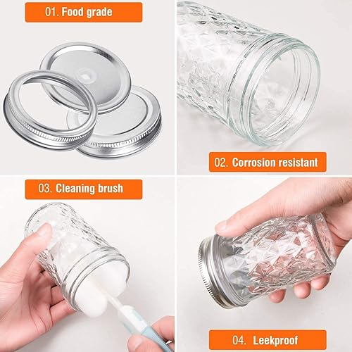 Lot de 6 Petits Bocaux en Verre 120 ml Avec Couvercles et Bandes, Bocal en Verre pour Epices, Maison, Jelly, Jam, Yogurt, Faveurs de Mariage Avec Couvercles Spare - Nail Gallerys