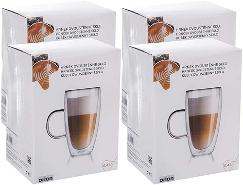 orion group Lot de 4 verres isothermes à double paroi - Verre à thé - Double paroi - Verres à thé - Verres à thé - Verres thermiques pour café, thé, macchiato - 430 ml - Nail Gallerys