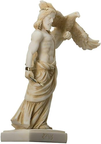 Zeus Statue du dieu grec Jupiter Thunder Figurine en albâtre doré 16 cm - Nail Gallerys