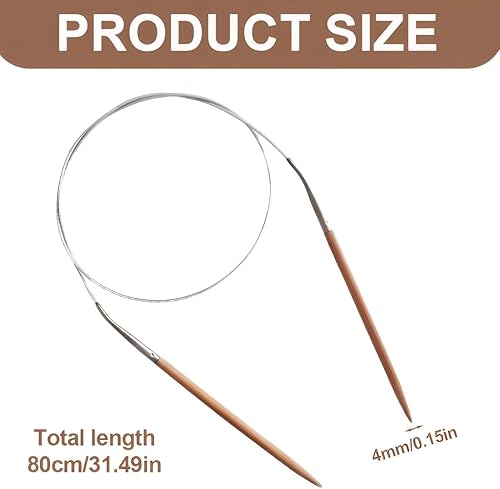 SGERUFZ 1 Pcs d'aiguilles à tricoter circulaires fixes en aluminium Convient pour tricoter des vêtements des sacs à main et d'autres articles 80 cm x 4 mm - Nail Gallerys