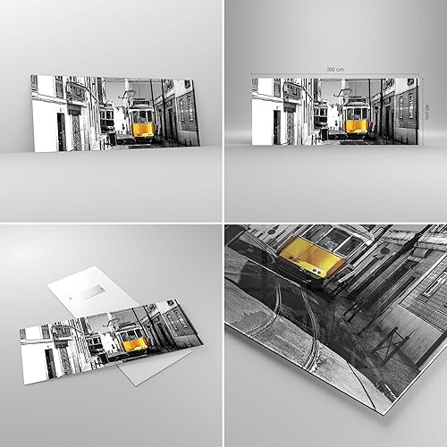 Moderne Impression sur Verre 100x40cm Image Tableau en Verre Decoration Murale Tram Portugal Lisbonne Grand Tableaux Decoratifs Muraux Chambre Cuisine Panoramique Deco Cadre Salon Art GAB100x40-4977 - Nail Gallerys