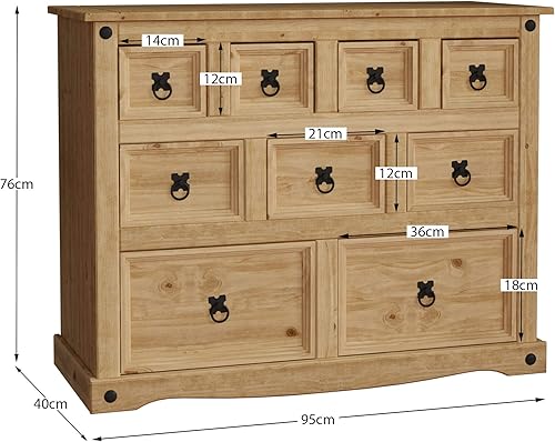 Vida Designs Corona Commode marchande 9 tiroirs en pin Massif - Nail Gallerys