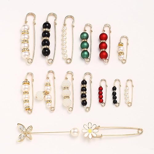 Rockreyoa Lot de 10 broches pour vêtements - Perles - Strass - Épingles à nourrice - Perles artificielles - Broches de découpe - Broche pour femme - Strass - Rouge # 3,8 cm - Nail Gallerys