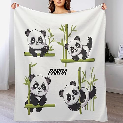 Panda - Couverture douillette pour enfant fille - Couverture moelleuse en flanelle polaire - Couverture TV, canapé, salon - En microfibre - Facile d'entretien - Chaude et confortable - Durable - 130 x - Nail Gallerys