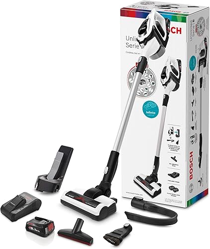 Bosch BBS811PCK Unlilmited | 8 - Aspirateur Balai Rechargeable sans Fil pour Surfaces Multiples avec Batterie Interchangeable Power for All, Noir - Nail Gallerys