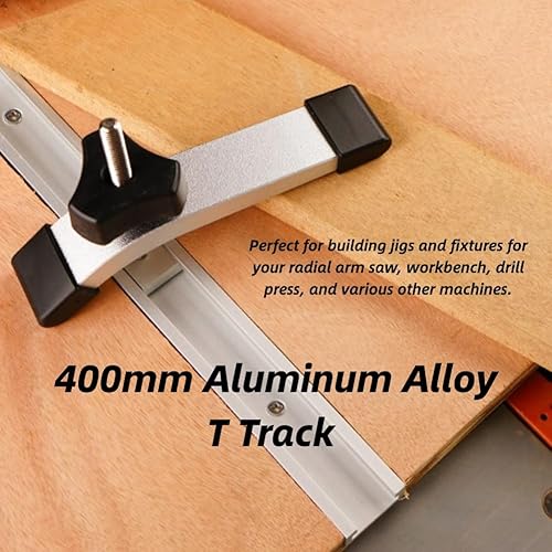 1 morceau 400mm T-Slot Piste en Alliage d'Aluminium T-Track avec 4pcs Auto-ruban Vis pour Scie à Table de Bois ou de Routeur (rail T) - Nail Gallerys