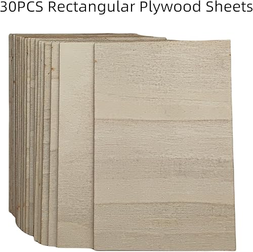 Lot de 30 feuilles rectangulaires de contreplaqué - 10 x 15 x 0,2 cm - Feuilles de bois brut - Planches de contreplaqué pour loisirs créatifs, peinture, gravure - Nail Gallerys