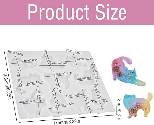 Voyyphixa Moule en Silicone de Chat - Kit à Bijoux en Résine - Animal - Adultes - Non Pliant - Nail Gallerys