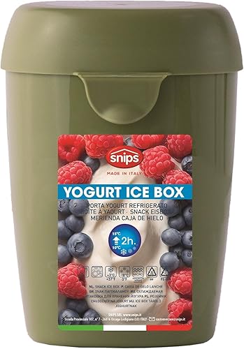 Snips Boîte à Yaourt Réfrigérée, Récipient pour Collations et Petits Pots, 0,5 L, 10 x 9 x 13 cm, Vert, Couvercle avec Fermeture de Sécurité, Made in Italy - Nail Gallerys