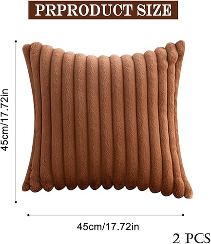 FDEETY Lot de 2 Housses de Coussin en Peluche en Fausse Fourrure Décorative Douce à Rayures moelleuses pour Coussin de Chambre à Coucher de canapé 45 x 45 cm Rose - Nail Gallerys