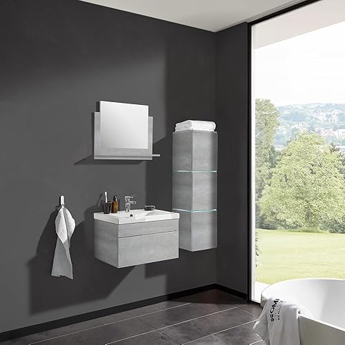 HOME DELUXE - Ensemble de meubles de salle de bain - WANGEROOGE Gris - Grand - comprenant lavabo et accessoires complets - Largeur du lavabo : 60 cm | Ensemble de meubles de salle de bain, meuble de - Nail Gallerys