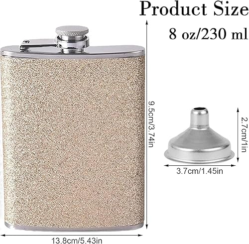 1,710/5,000 Flachmann en acier inoxydable, en acier inoxydable Flachmann, flachmann avec entonnoir, flachmann durable pour la randonnée, l'escalade, la pêche, le camping (or) - Nail Gallerys