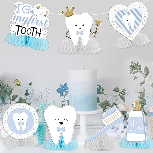 8Pcs Décoration Table Motif Dent, dessus de table en nid d'abeille, décoration de fête de 1ère dent fête prénatale Centre de Table en Nid d’abeille Fête Cadeau Enfant (Rose pour Fille) - Nail Gallerys