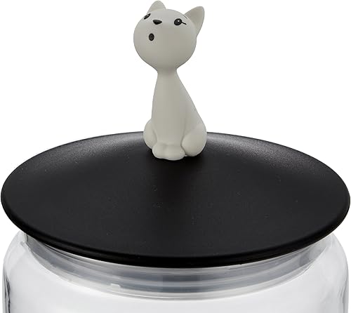 Alessi Ammi22 B Miòjar Pot Aliments Chats en Verre avec Couvercle en Résine Thermoplastique, Noir - Nail Gallerys