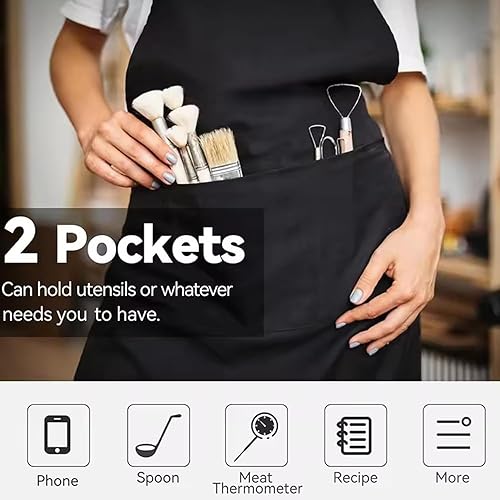 Tablier Cuisine Homme Femme, Tablier Noir Avec Poches, Tablier De Cuisine Barbecue, Professionnel Tabliers Homme Femme, Barbecue, Restaurant, Café, Jardinage, Serveurs, éCole - Nail Gallerys