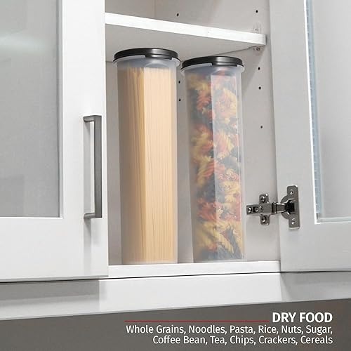 Grande boîte de rangement transparente pour spaghettis et pâtes avec couvercle. Organisation multi-usages et rangement des aliments pour nouilles, haricots, pailles – Hermétique et étanche sans BPA, 2 - Nail Gallerys