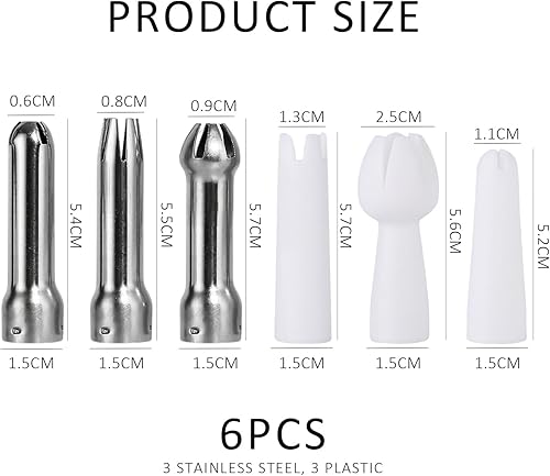 6 Embouts De Décoration De Crème Au Beurre, Distributeur De Crème Au Beurre En Acier Inoxydable, Buses En Acier Inoxydable, Kit De Buses De Tuyau En Acier Inoxydable - Nail Gallerys
