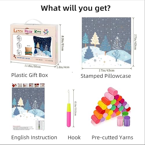 Kit d'oreiller en forme de cœur pour adultes avec coussin pré-imprimé, fils au crochet, coussin tricoté pour la maison, le canapé, 43,2 x 43,2 cm (z87) - Nail Gallerys