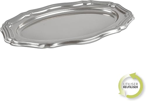 Set de 2 Plateaux Ovale Argent Louis XV 40 cm - Nail Gallerys