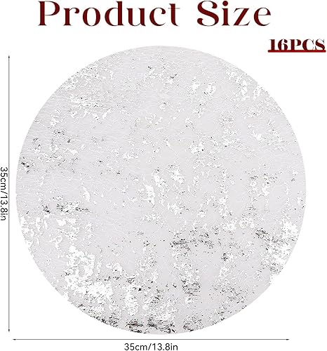 Lot de 16 sets de table jetables argentés métalliques de 33 cm pour table de salle à manger, mariage, Noël, fête d'anniversaire (argent) - Nail Gallerys