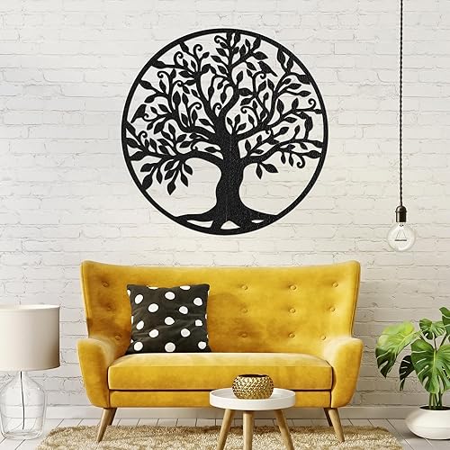 SENTOP HDF0206 Arbre de vie Image sculptée sur le mur en bois pour l'intérieur (noir, 90 cm) - Nail Gallerys