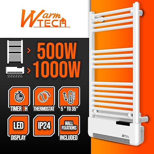 Radiateur sèche serviettes avec fluide 500W + soufflerie 1000W - Warmtech - Nail Gallerys