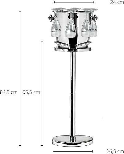 EDZARD Seau à champagne au pied de Genève, hauteur 85 cm, seau inclus. Support à pied et verre, en acier inoxydable - Nail Gallerys