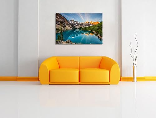 Pixxprint Peinture Lac de Montagne sur Toile, Format XXL Support en Bois, Leinwand Format:120x80 cm - Nail Gallerys