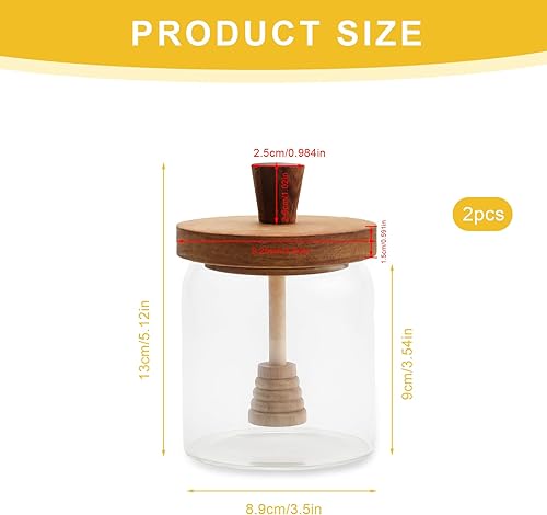 PHMING 2 Pièces Petit Pot en Verre avec Couvercle, Pot de Miel, Récipient Miel pour Stockage et Distribution Miel et de Sirop - Nail Gallerys