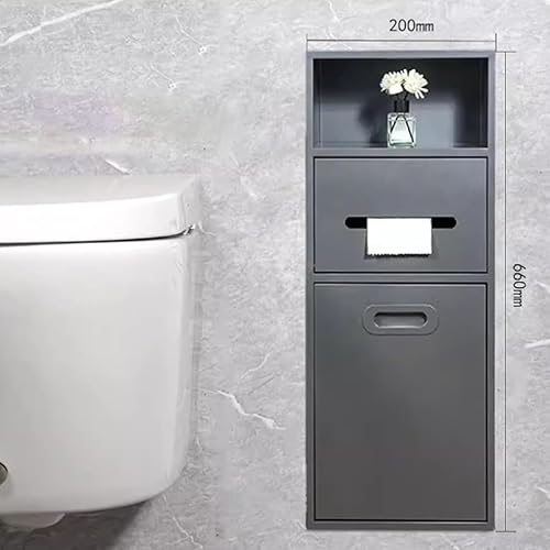 Niche de douche en acier inoxydable, porte-papier toilette rétractable, niche poubelle, avec meuble de rangement, porte-balai WC pour hôtels, espaces publics,White-66x30x14cm - Nail Gallerys