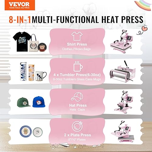VEVOR Machine de Sublimation Textile, Rose, 30x38 cm - Nail Gallerys