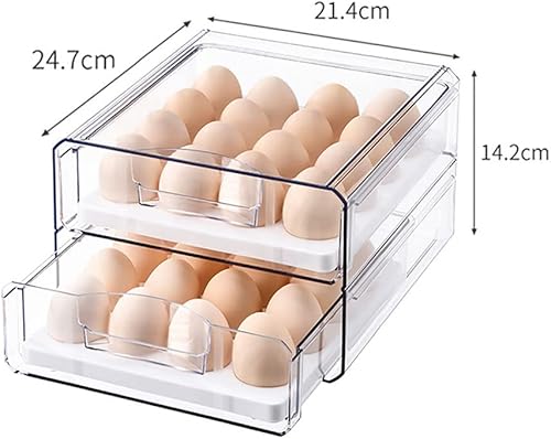 G-LIKE Boîte de rangement pour réfrigérateur - Tiroirs - Double couche amovible - Empilable - Transparent - Organisateur d'œufs - Cuisine ménage - Système de rangement des œufs - Plastique PET - Nail Gallerys