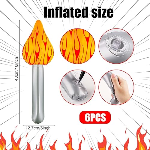 PEUTIER 6pcs Torche Olympique Gonflable, Torche Gonflable Amusante Jouet de Flamme de Torche Gonflable pour Halloween Compétition Sportive Jeu de Cosplay Décorations de Fête Olympique - Nail Gallerys